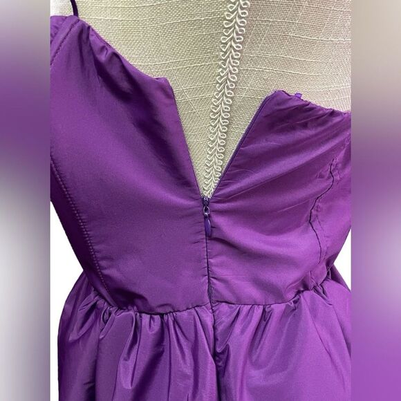 NWT Zara Voluminous Mini Dress Bubble Skirt Purple Women's L Royalcore Prom HOCO - Picture 6 of 10